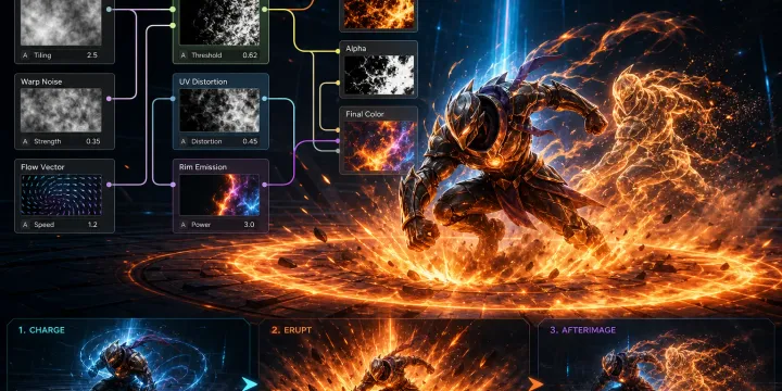 Shader Graph와 AI 노이즈 생성기로 만드는 Unity 필살기 연출 모듈 썸네일