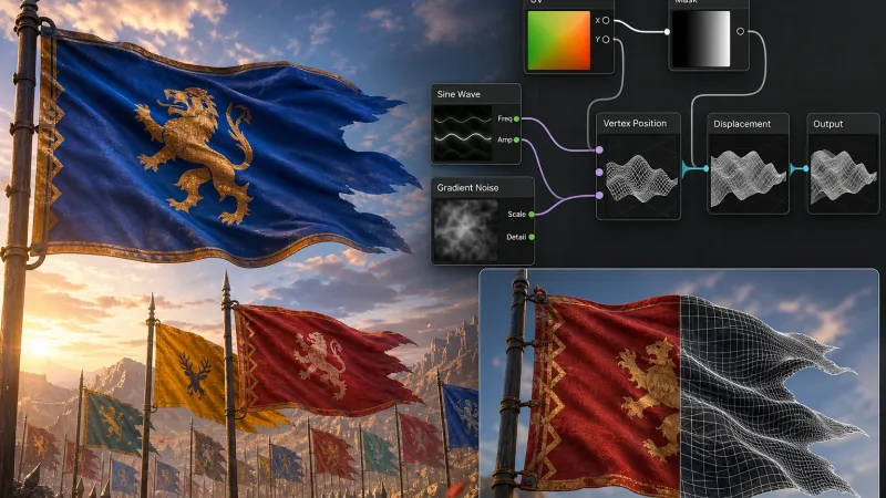 Unity Shader Graph로 바람에 휘날리는 깃발과 천(Cloth) 버텍스 애니메이션 구현하기