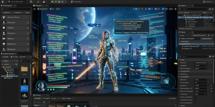 언리얼 엔진 C++ UPROPERTY 리플렉션 메타데이터 자동 주석 생성 AI 스크립트 썸네일