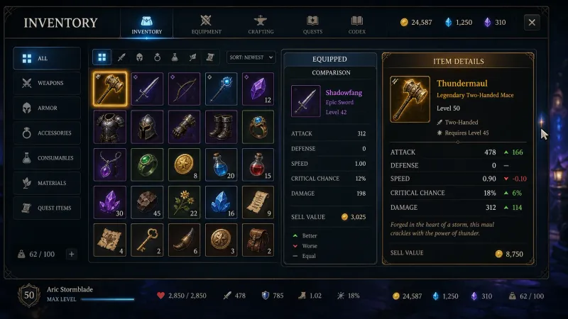 Unity UI Toolkit을 활용한 반응형 인벤토리 툴팁 및 아이템 비교 UI 구축