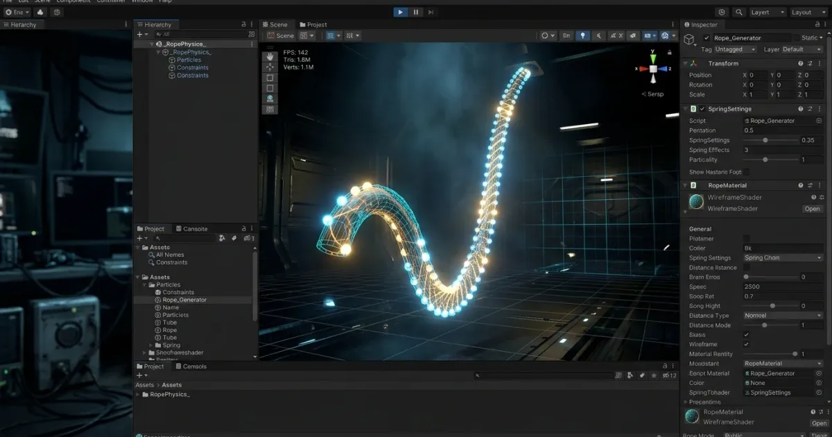 Unity Procedural Mesh Generation으로 로프·끈 물리 구현하기: Verlet 제약과 메시 렌더링