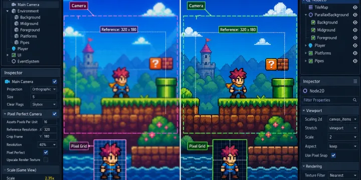 2D Pixel Perfect Camera 설정: 도트 깨짐 없이 픽셀 아트를 선명하게 출력하는 법 썸네일