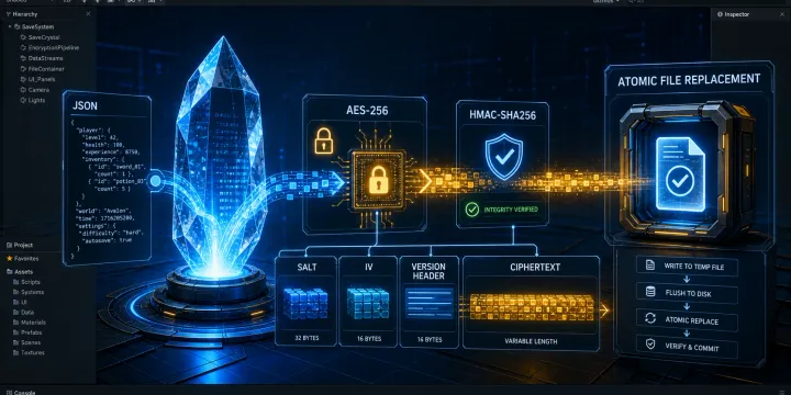 Unity SaveData JSON 직렬화와 AES-256 암호화 세이브 시스템 구현 썸네일
