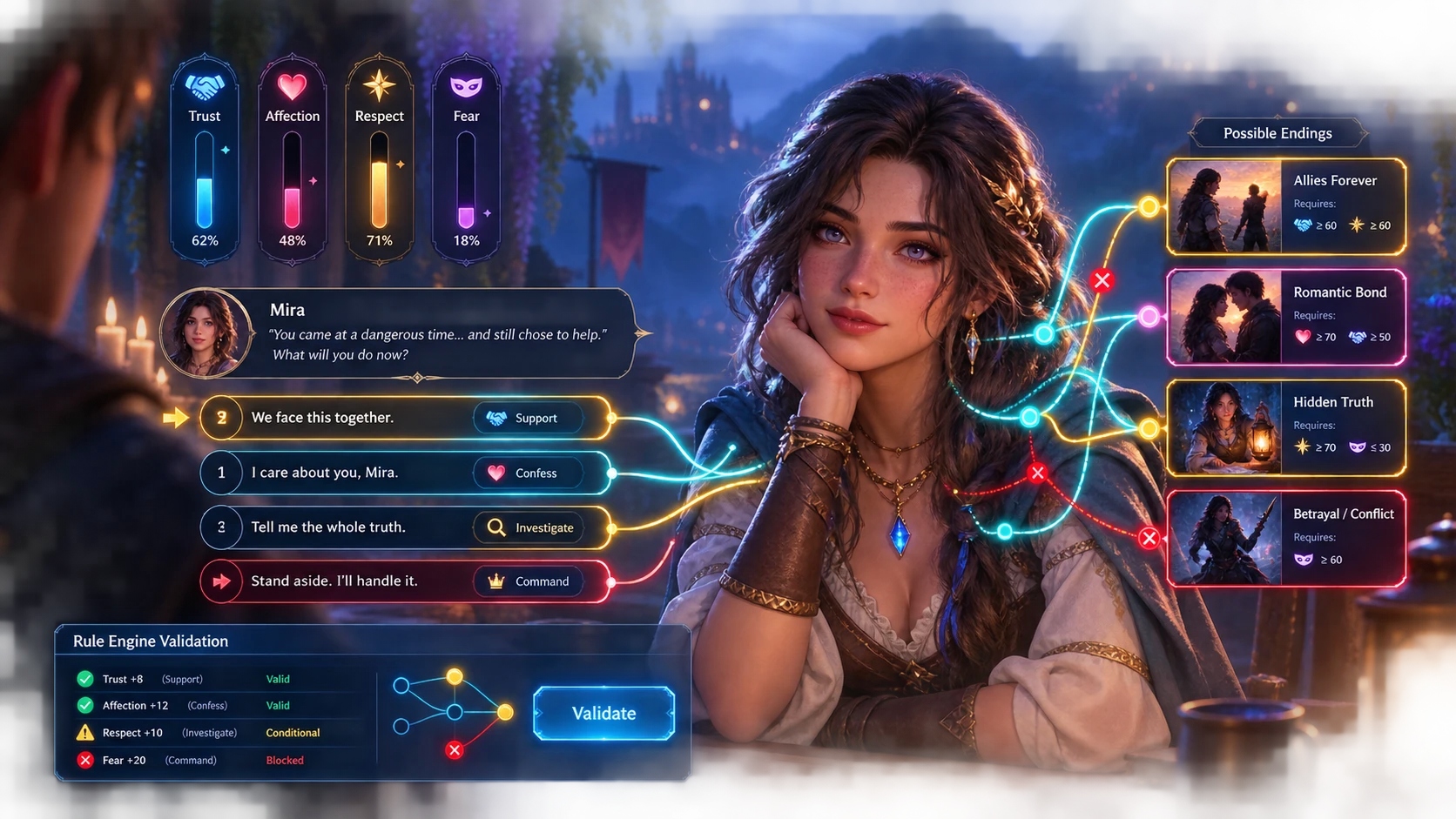 AI 브랜치 다이얼로그 선택지가 엔딩과 호감도를 망치지 않게 설계하는 패턴 썸네일